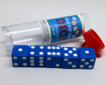 Tube de 5 dés 16mm - Bleu picots blancs | Jeux de cartes et de dés classiques
