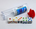Tube 5 dés - Blanc picots Multicolores | Jeux de cartes et de dés classiques