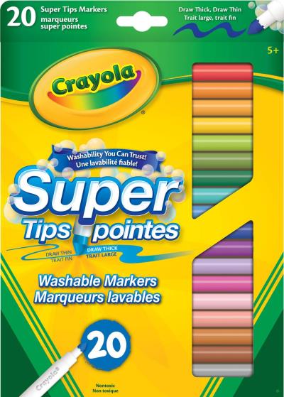 Crayola - 20 marqueurs lavable super pointes | Crayons de couleur, feutres  et craies