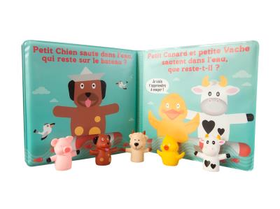 LUDI - Livre de bain avec 5 marionnettes Version française | Jeux pour le bain