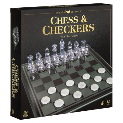 Jeu d'échecs et dames en verre | Jeux classiques