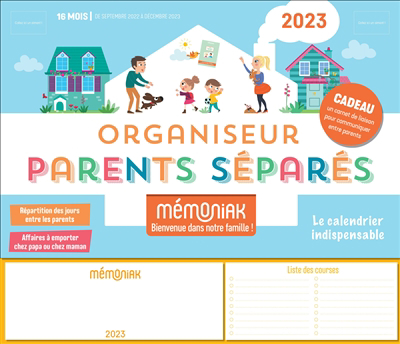 Organiseur parents séparés 2023 : 16 mois, de septembre 2022 à décembre 2023 | Agendas et Planificateurs