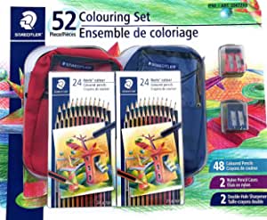 Ensemble de 2 paquets de 24 crayon de bois de couleur incluant 2 coffre a crayon  | Crayons de couleur, feutres  et craies