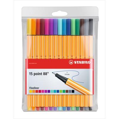 Feutre fineliner Stabilo point 88 pqt de 15 | Crayons de couleur, feutres  et craies