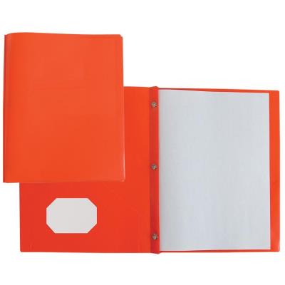 Porte folio 2 pochettes + 3 attaches en poly orange | Relieurs, Pochettes Duo Tang, planche a pince