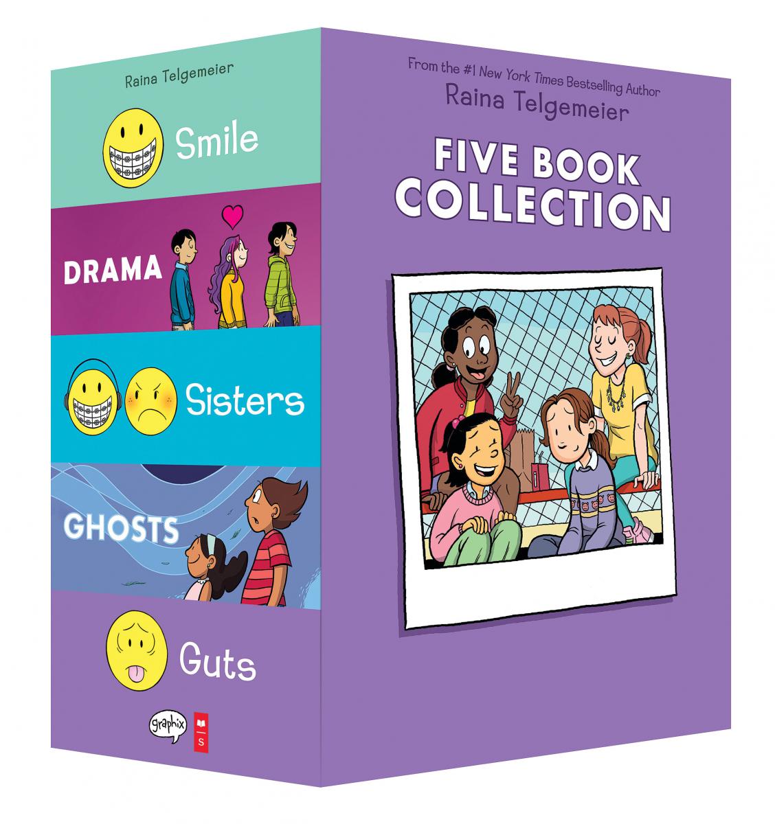 Raina Telgemeier Collection Box Set (Smile, Drama, Sisters, Ghosts, Guts) | Telgemeier, Raina (Auteur)