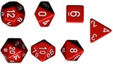 Ensemble de 7 dés polyédriques opaques rouge | Jeux de cartes et de dés classiques