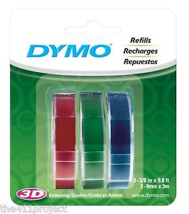 Ruban Dymo 9mmx3m 3 couleurs | Étiquettes, étiqueteuses