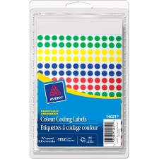 Étiquettes rondes à codage couleur non imprimables d'Avery®, 1/4 po couleur ass | Étiquettes, étiqueteuses