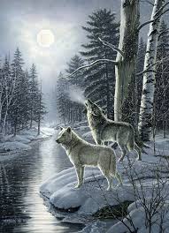 Casse-tête 1000 pcs - Loups hurlant à la lune | Casse-têtes