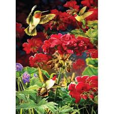 Casse-tête 1000 pcs - geraniums et colibris | Casse-têtes