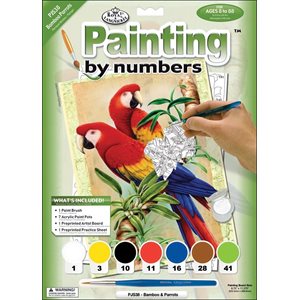 Peinture à numéro - Perroquets au Bamboo (Bamboo Parrots) | Peinture à numéro & peinture de diamant (Diamond Painting)