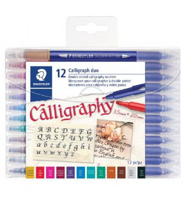 Marqueurs permanent pour Calligraphie pointe  double 12 couleurs | Crayons de couleur, feutres  et craies