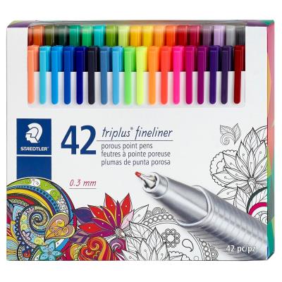 Feutres Triplus fineliner boite de 42 | Crayons de couleur, feutres  et craies