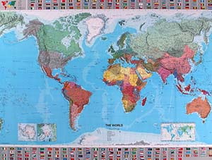Monde Planisphere plastifiée 13702 - Carte mur. | Affiches