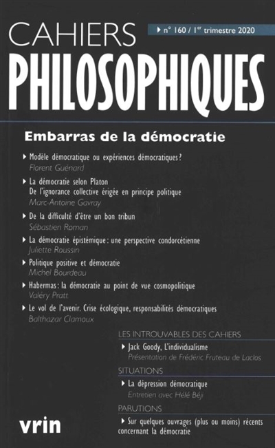 Cahiers philosophiques, n° 160 Embarras de la démocratie | 