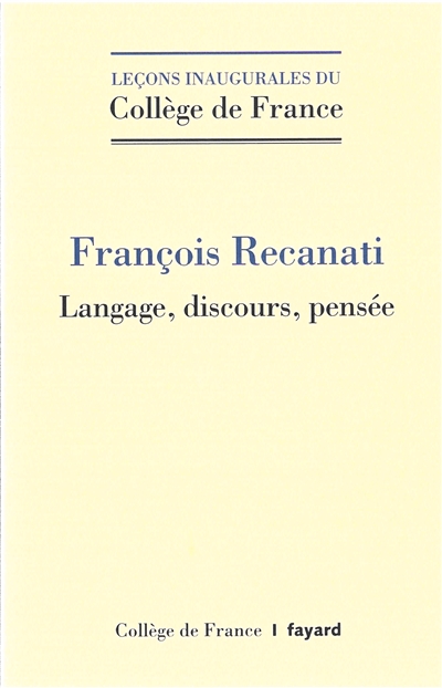 Langage, discours, pensée | Recanati, François