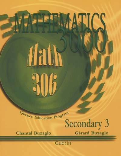 Mathematics 3000 - Secondary 3 - Math 306 | Buzaglo, Chantal