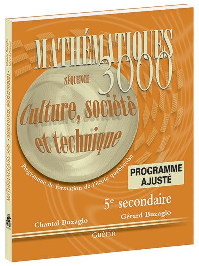 Mathématique 3000 5e secondaire - CST - Cahier Programme ajusté | BUZAGLO, Chantal 
