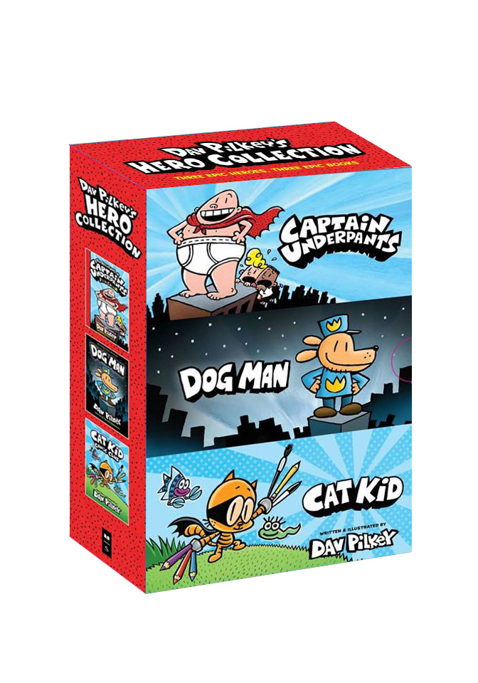 Dav Pilkey's Hero Collection: 3-Book Boxed Set (Captain Underpants #1, Dog Man #1, Cat Kid Comic Club #1) | Pilkey, Dav