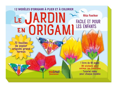 jardin en origami : facile et pour les enfants : 12 modèles d'origami à plier et à colorier (Le) | Foelker, Rita