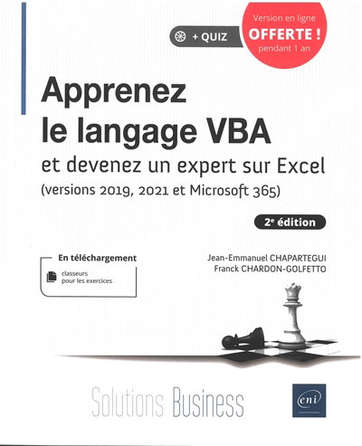 Apprenez le langage VBA : et devenez un expert sur Excel (versions 2019, 2021 et Microsoft 365) | Chapartegui, Jean-Emmanuel