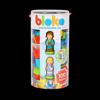 BLOKO – Tube de 100 BIoko avec 4 Figurines 3D Ferme | Jeux collectifs & Jeux de rôles
