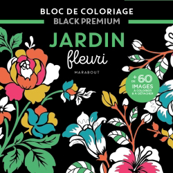 Jardin fleuri : bloc de coloriage black premium | 