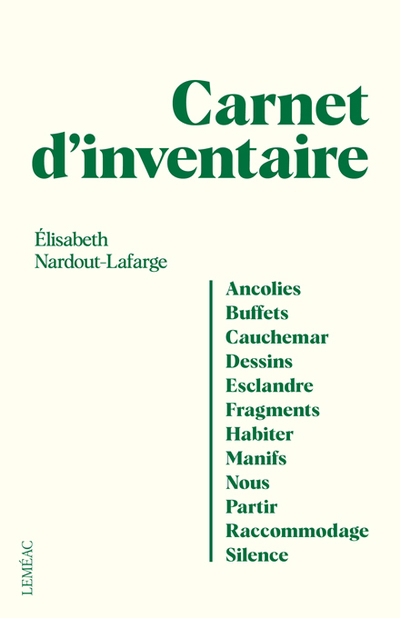 Carnet d'inventaire | Nardout-Lafarge, Élisabeth