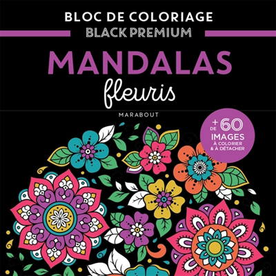 Bloc Black Premium : Mandalas fleuris | 
