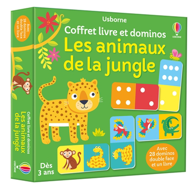 Les animaux de la jungle : Coffret livre et dominos | Jeux classiques