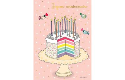 Carte double géante - Joyeux anniversaire Gâteau arc-en-ciel | Papeterie fine