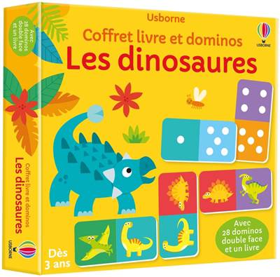 Les dinosaures : Coffret livre et dominos | Logique