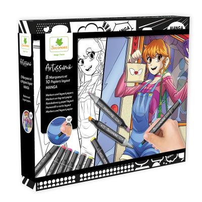 Artissimo - 10 tableaux et marqueurs Manga Héroïne | Dessin/coloriage/peinture