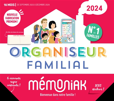 Organiseur familial Mémoniak 2024 : 16 mois, de septembre 2023 à décembre 2024 | Nesk