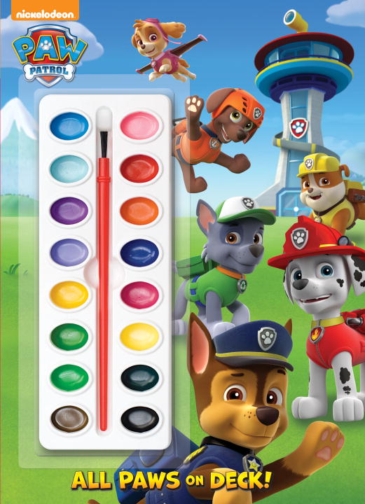All Paws on Deck! (Paw Patrol) : Activity Book with Paintbrush and 16 Watercolors | Lovett, Nate (Illustrateur)