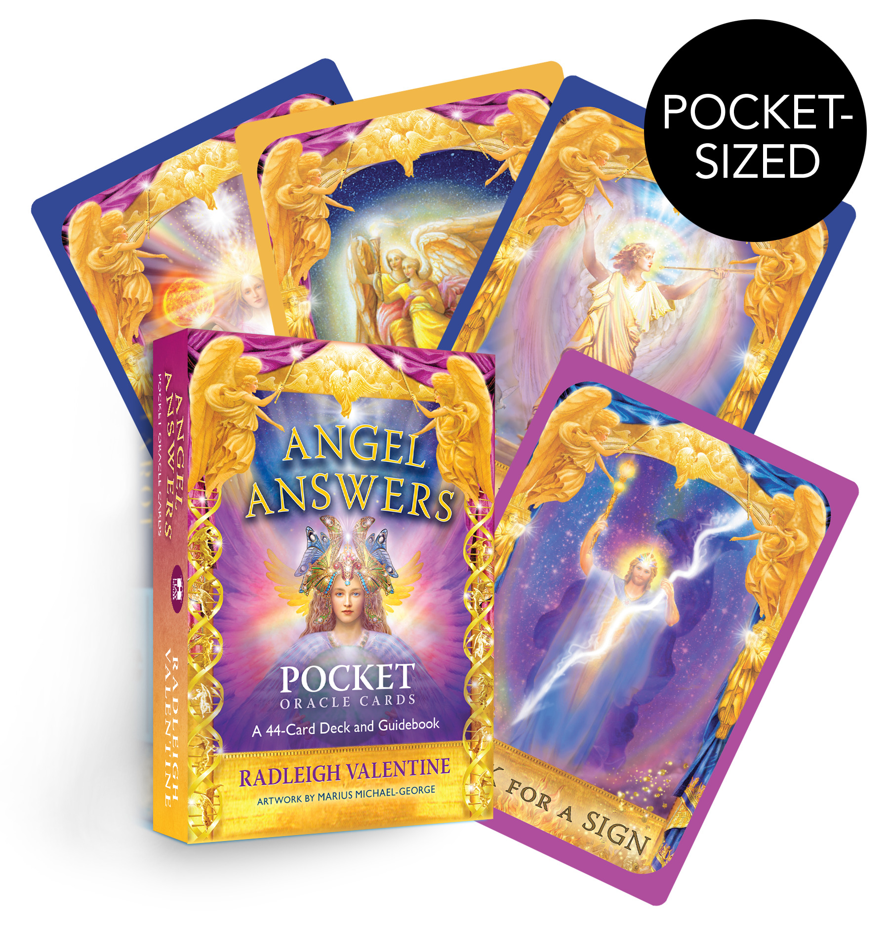 Angel Answers Pocket Oracle Cards : A 44-Card Deck and Guidebook | Valentine, Radleigh (Auteur)