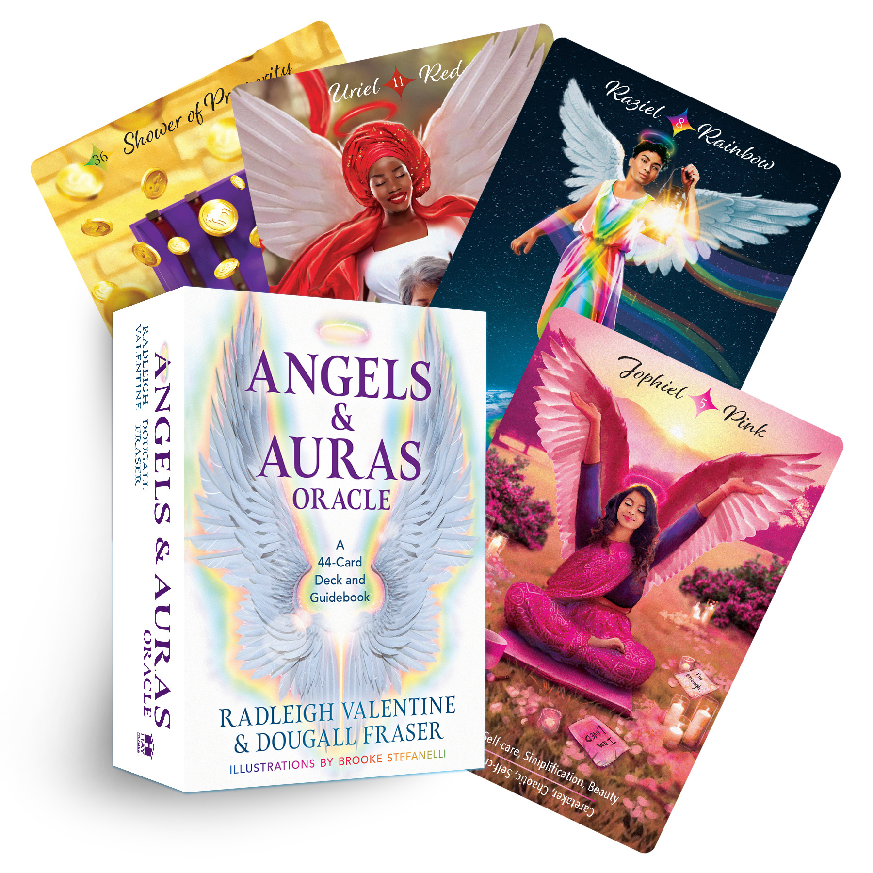Angels &amp; Auras Oracle : A 44-Card Deck and Guidebook | Valentine, Radleigh (Auteur) | Fraser, Dougall (Auteur)