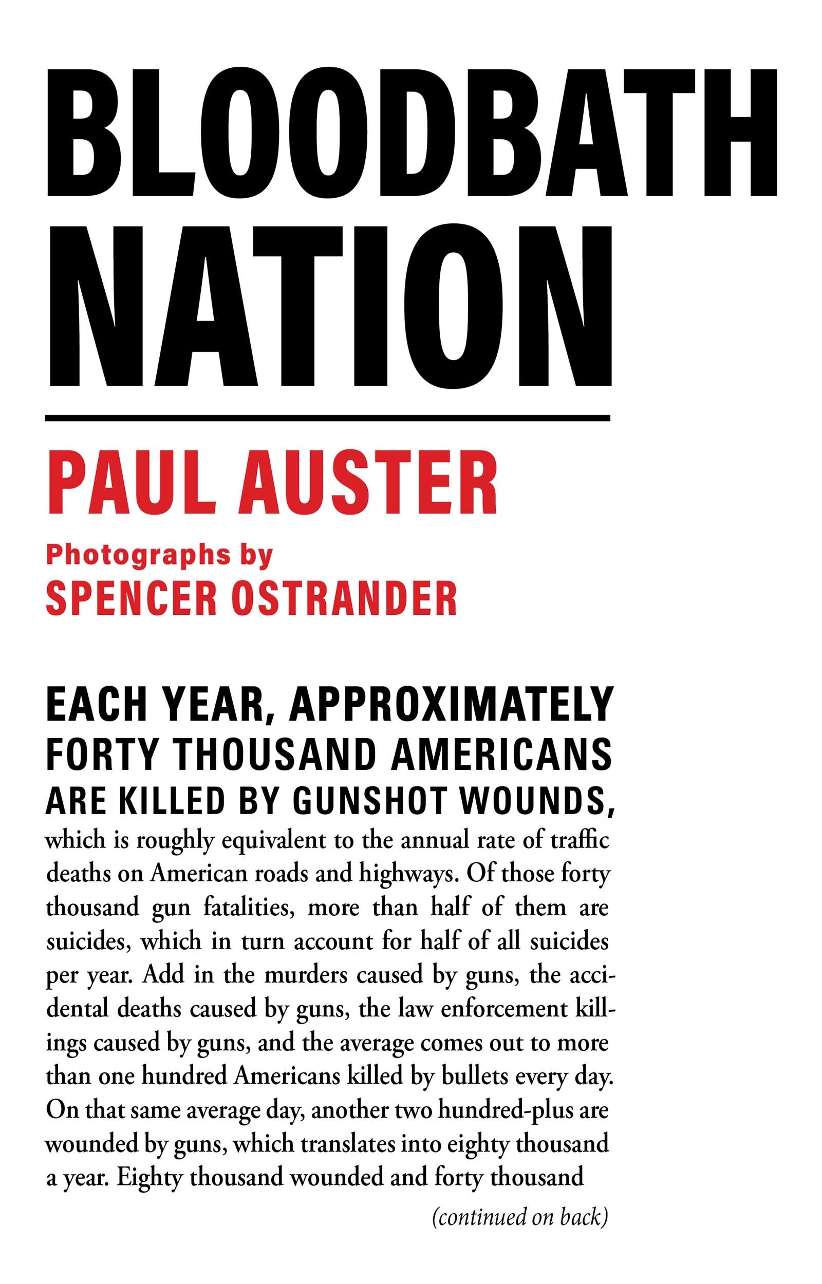 Bloodbath Nation | Auster, Paul (Auteur)