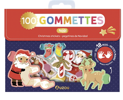 Noël : 100 gommettes : petites mains = Christmas stickers : small hands = Pegatinas de Navidad : manos pequenas | Autocollant et pochoir