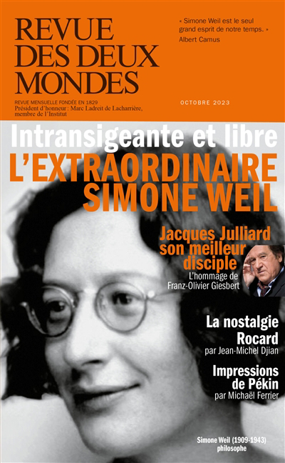 Revue des deux mondes - Simone Weil, la philosophie de la vérité | 