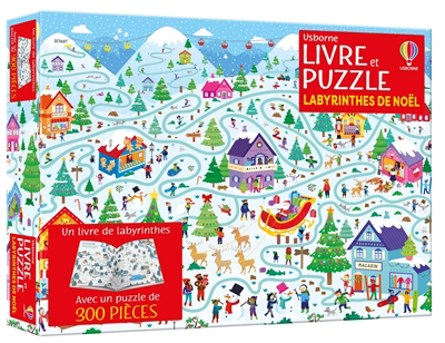 Labyrinthes de Noël : Coffret livre et puzzle (Les) | Casse-têtes