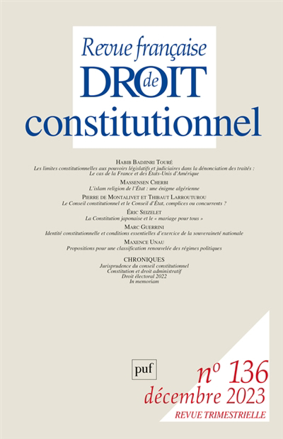 Revue française de droit constitutionnel, n°136 | 