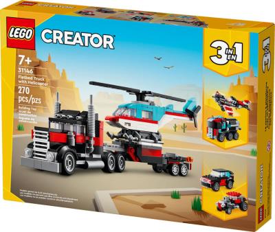 Lego - Creator : Le camion à plateforme avec un hélicoptère | LEGO®