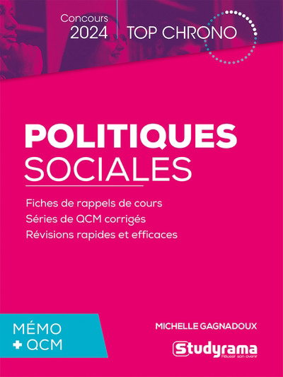 Politiques sociales : concours 2024 : mémo + QCM | Gagnadoux, Michelle (Auteur)