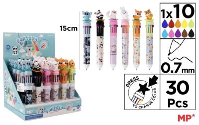 Stylos 10 couleurs 0.7mm ANIMAUX FANTAISIES | Stylos