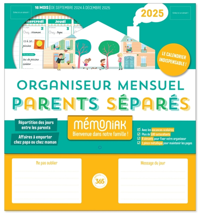 Organiseur mensuel parents séparés 2025 | 