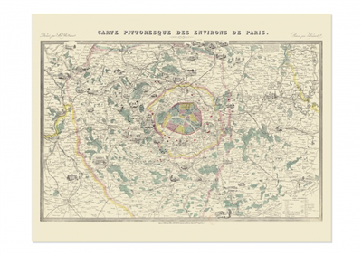 Carte pittoresque des environs de Paris = Picturesque map of the surroundings of Paris | 