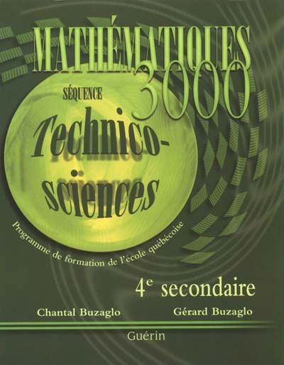Mathématiques 3000 - TS - Sec 4 | Buzaglo, Chantal