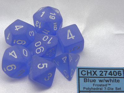 Ensemble de 7 dés polyédriques Givrés bleu avec chiffres blancs | Jeux de cartes et de dés classiques